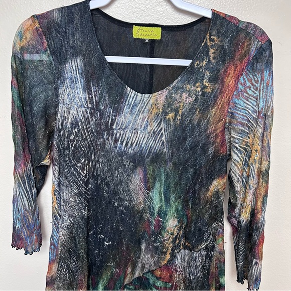 Giselle Shepatin Abstract Artful Long Sleeve Mesh Dress - Picture 2 of 8